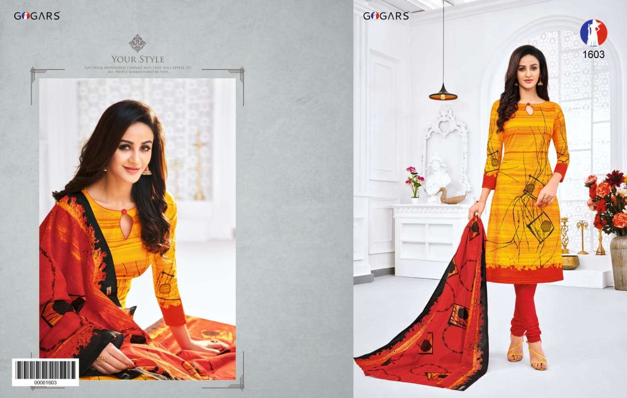 ZEAL VOL-16 BY GOGARS 1601 TO 1624 SERIES BEAUTIFUL SUITS STYLISH COLORFUL FANCY CASUAL WEAR & ETHNIC WEAR COTTON PRINTED DRESSES AT WHOLESALE PRICE