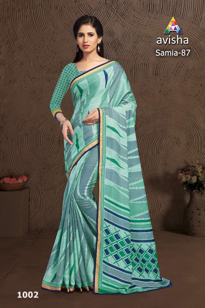 SAMIA-87 BY AVISHA 1001 TO 1004 SERIES INDIAN TRADITIONAL WEAR COLLECTION BEAUTIFUL STYLISH FANCY COLORFUL PARTY WEAR & OCCASIONAL WEAR DYNA SILK SAREES AT WHOLESALE PRICE