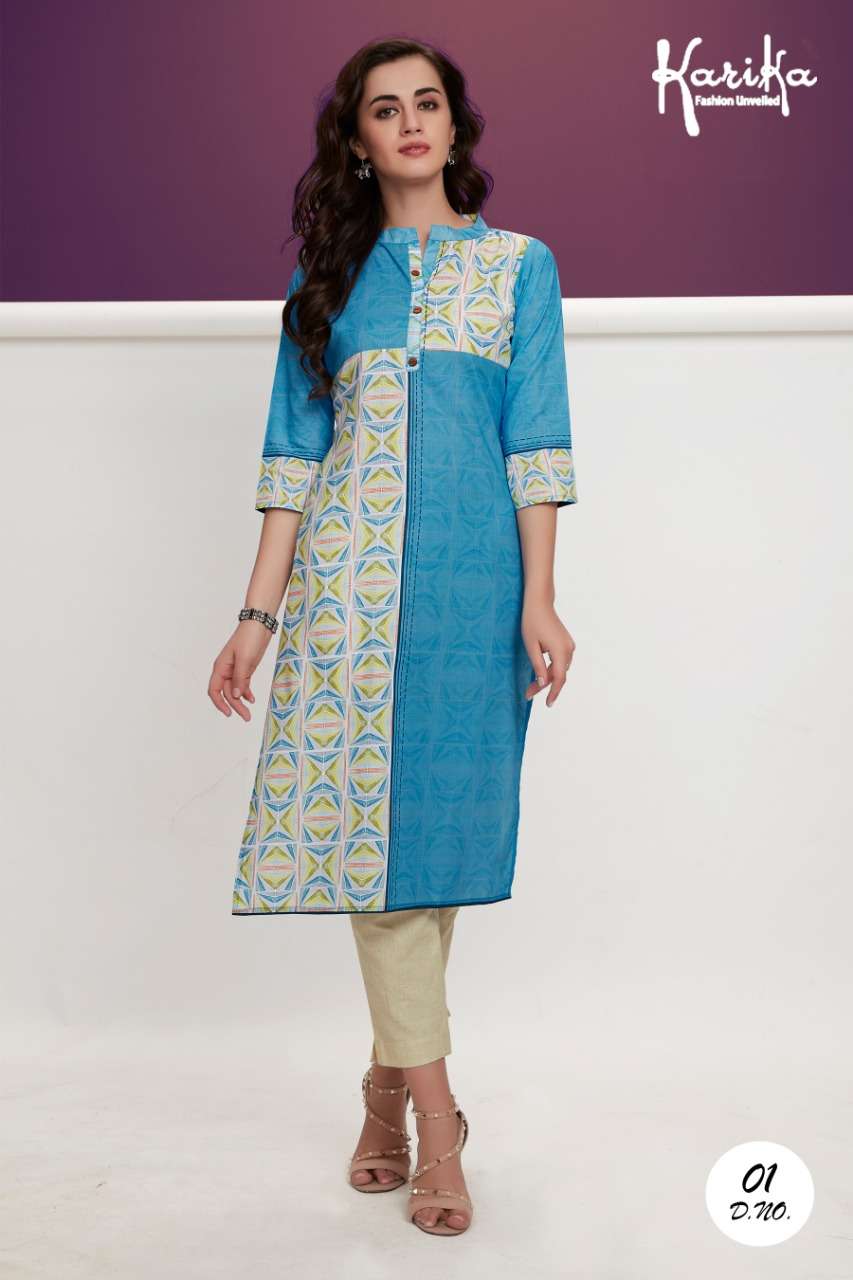 BLAZE BY KARIKA 01 TO 05 SERIES BEAUTIFUL STYLISH COLORFUL FANCY PARTY WEAR & ETHNIC WEAR & READY TO WEAR PURE PREMIUM COTTON LAWN DIGITAL PRINTED KURTIS AT WHOLESALE PRICE