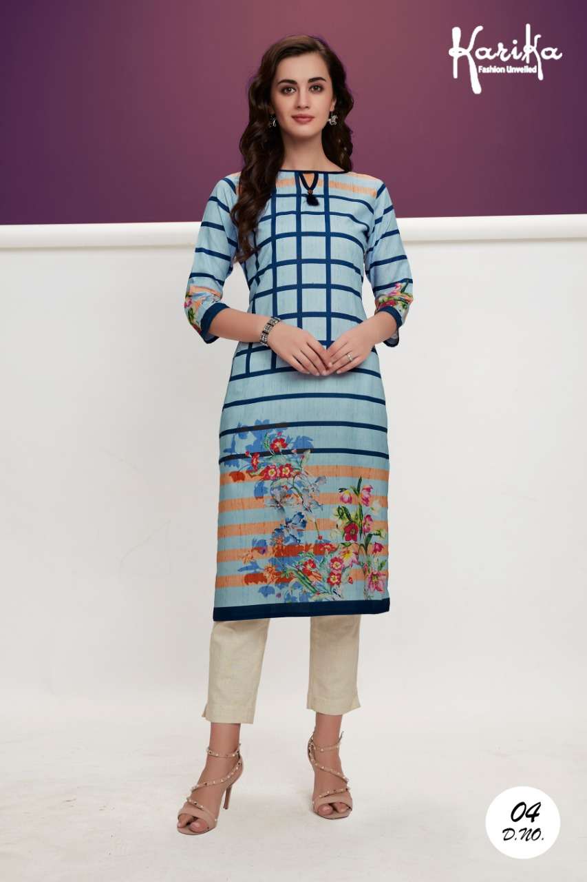 BLAZE BY KARIKA 01 TO 05 SERIES BEAUTIFUL STYLISH COLORFUL FANCY PARTY WEAR & ETHNIC WEAR & READY TO WEAR PURE PREMIUM COTTON LAWN DIGITAL PRINTED KURTIS AT WHOLESALE PRICE