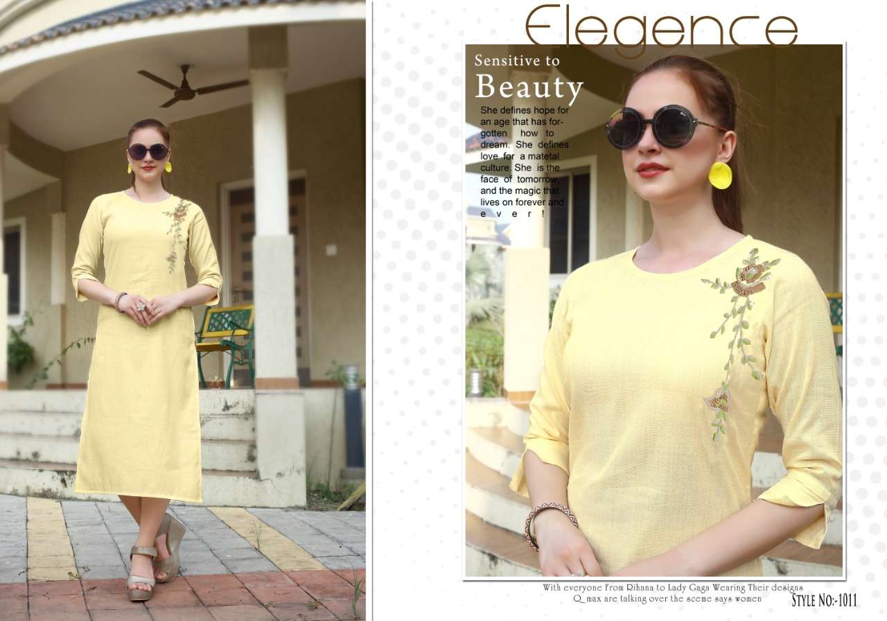 NOSHI BY NEETI CREATION 1008 TO 1013 SERIES STYLISH FANCY BEAUTIFUL COLORFUL CASUAL WEAR & ETHNIC WEAR 14 KG RAYON HEAVY DRY SILK / RAYON SLUB/ TIM TIM COTTON KURTIS AT WHOLESALE PRICE