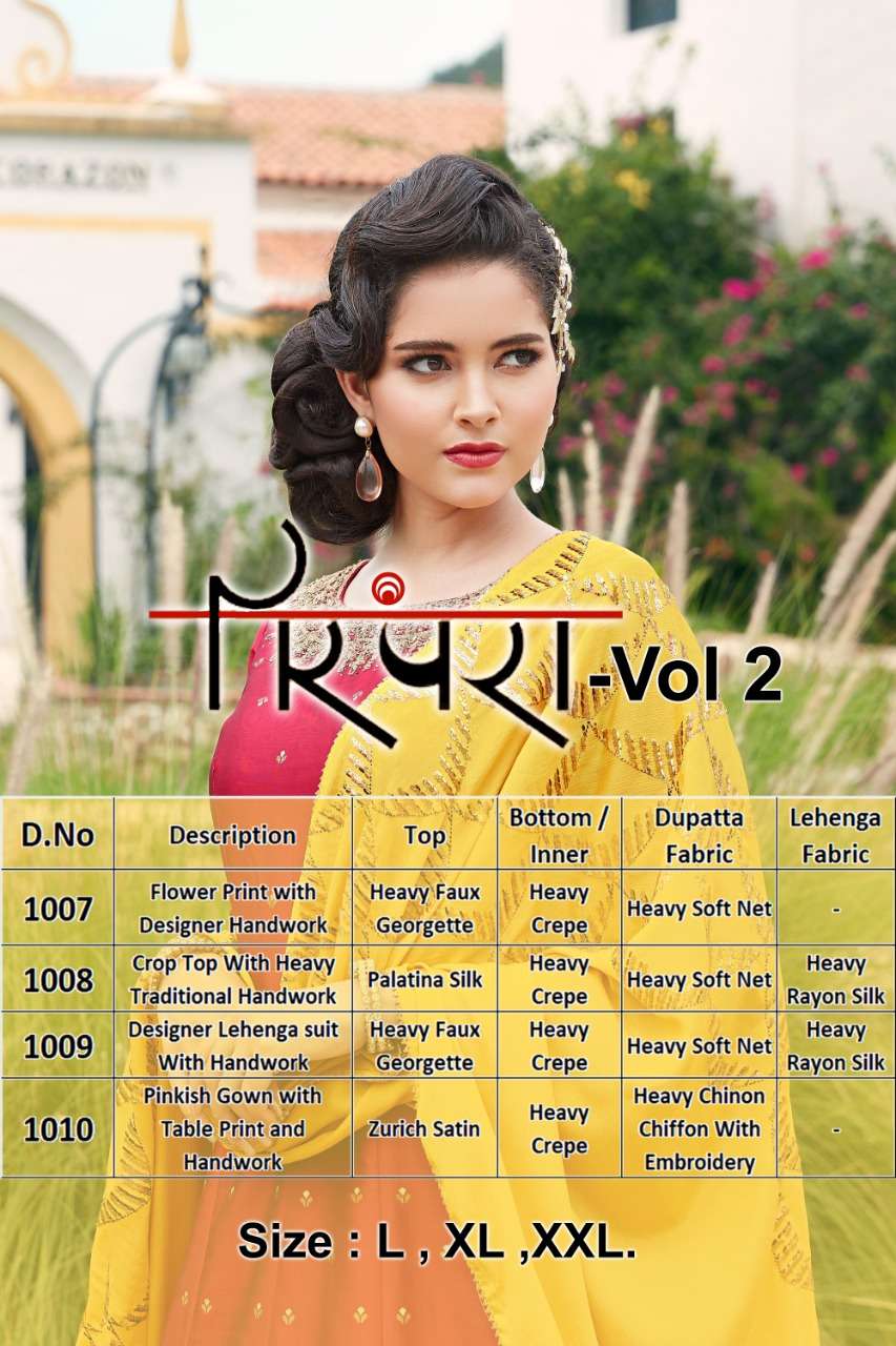 PARAMPRA VOL-2 BY PARAMPRA 1007 TO 1010 SERIES BEAUTIFUL STYLISH FANCY COLORFUL CASUAL WEAR & ETHNIC WEAR FANCY PRINTED AND EMBROIDERY GOWNS AT WHOLESALE PRICE