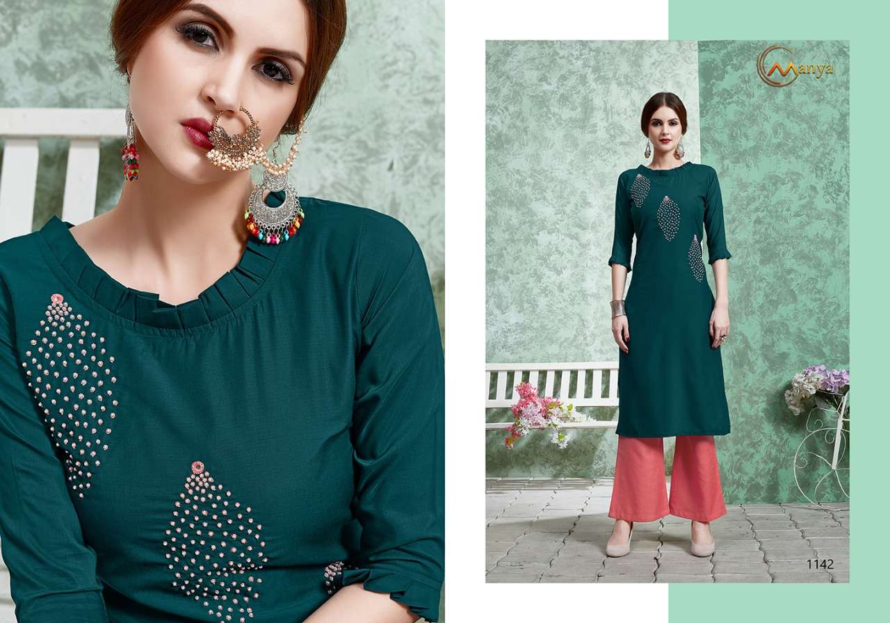 FLORAL BY MANYA 1138 TO 1143 SERIES BEAUTIFUL STYLISH COLORFUL FANCY PARTY WEAR & ETHNIC WEAR & READY TO WEAR PURE MUSLIN WITH EMBROIDERY KURTIS AT WHOLESALE PRICE