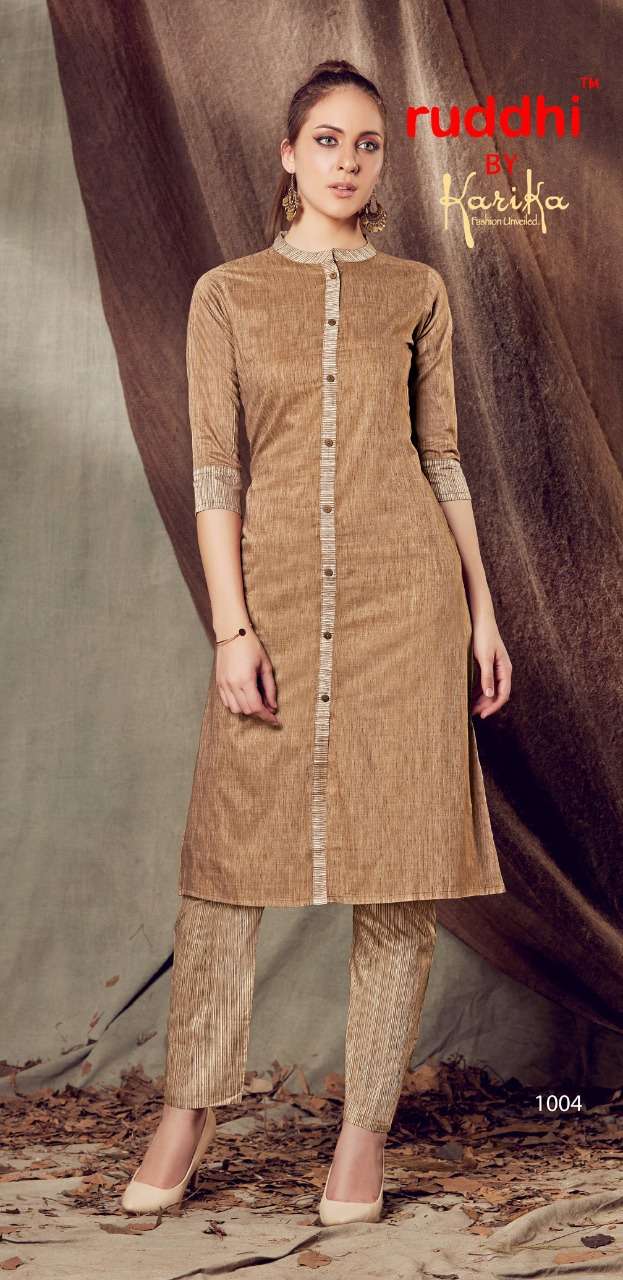 IRRA BY RUDDHI DRESSLINE 1001 TO 1006 SERIES BEAUTIFUL STYLISH FANCY COLORFUL CASUAL WEAR & ETHNIC WEAR DYED COTTON KURTIS WITH BOTTOM AT WHOLESALE PRICE
