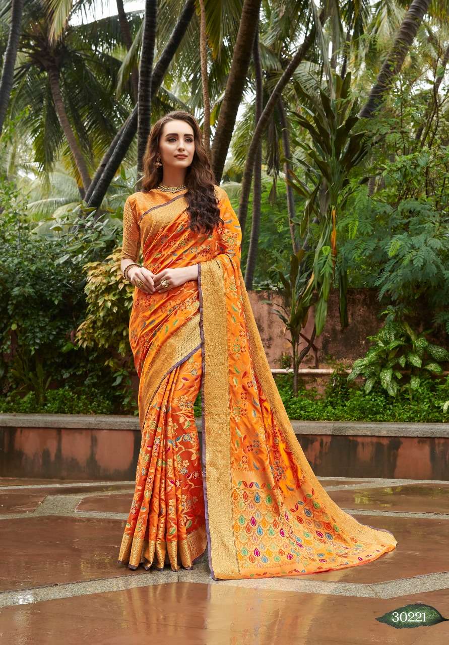 SUNDARI SILK VOL-2 BY SHANGRILA 30221 TO 30226 SERIES INDIAN TRADITIONAL WEAR COLLECTION BEAUTIFUL STYLISH FANCY COLORFUL PARTY WEAR & OCCASIONAL WEAR ZARI SILK SAREES AT WHOLESALE PRICE