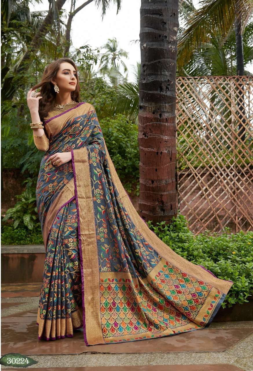 SUNDARI SILK VOL-2 BY SHANGRILA 30221 TO 30226 SERIES INDIAN TRADITIONAL WEAR COLLECTION BEAUTIFUL STYLISH FANCY COLORFUL PARTY WEAR & OCCASIONAL WEAR ZARI SILK SAREES AT WHOLESALE PRICE