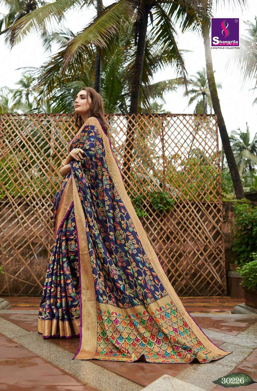 SUNDARI SILK VOL-2 BY SHANGRILA 30221 TO 30226 SERIES INDIAN TRADITIONAL WEAR COLLECTION BEAUTIFUL STYLISH FANCY COLORFUL PARTY WEAR & OCCASIONAL WEAR ZARI SILK SAREES AT WHOLESALE PRICE