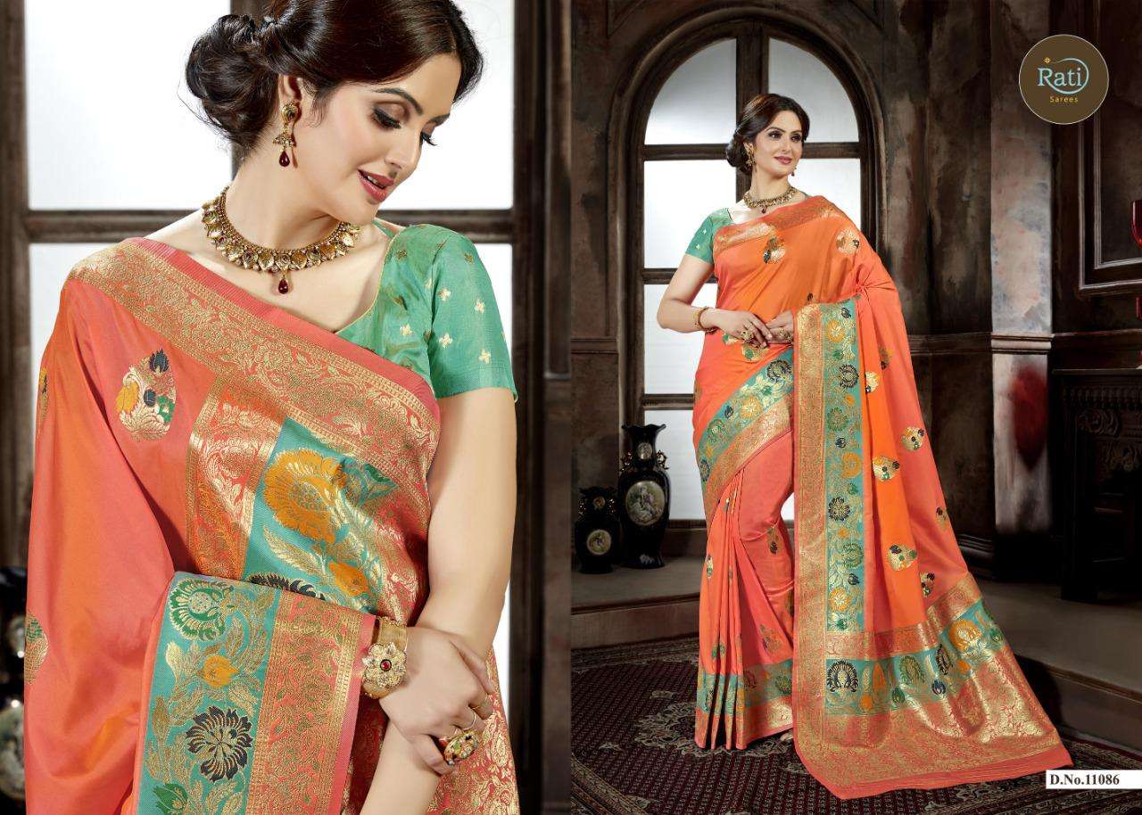 SILK HITS BY RATI SAREE 11081 TO 11093 SERIES INDIAN TRADITIONAL WEAR COLLECTION BEAUTIFUL STYLISH FANCY COLORFUL PARTY WEAR & OCCASIONAL WEAR SATIN SILK SAREES AT WHOLESALE PRICE
