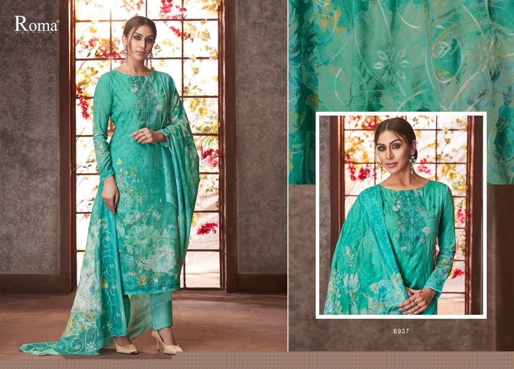 ROMA AIRIN BY JINAAM DRESSES 6935 TO 6943 SERIES DESIGNER SUITS BEAUTIFUL STYLISH FANCY COLORFUL PARTY WEAR & ETHNIC WEAR HEAVY JAM COTTON WITH EMBROIDERY DRESSES AT WHOLESALE PRICE