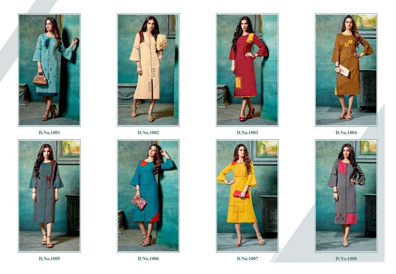 POPIENS BY CHHAYA 1001 TO 1008 SERIES BEAUTIFUL COLORFUL STYLISH FANCY CASUAL WEAR & ETHNIC WEAR & READY TO WEAR HEAVY COTTON KURTIS AT WHOLESALE PRICE
