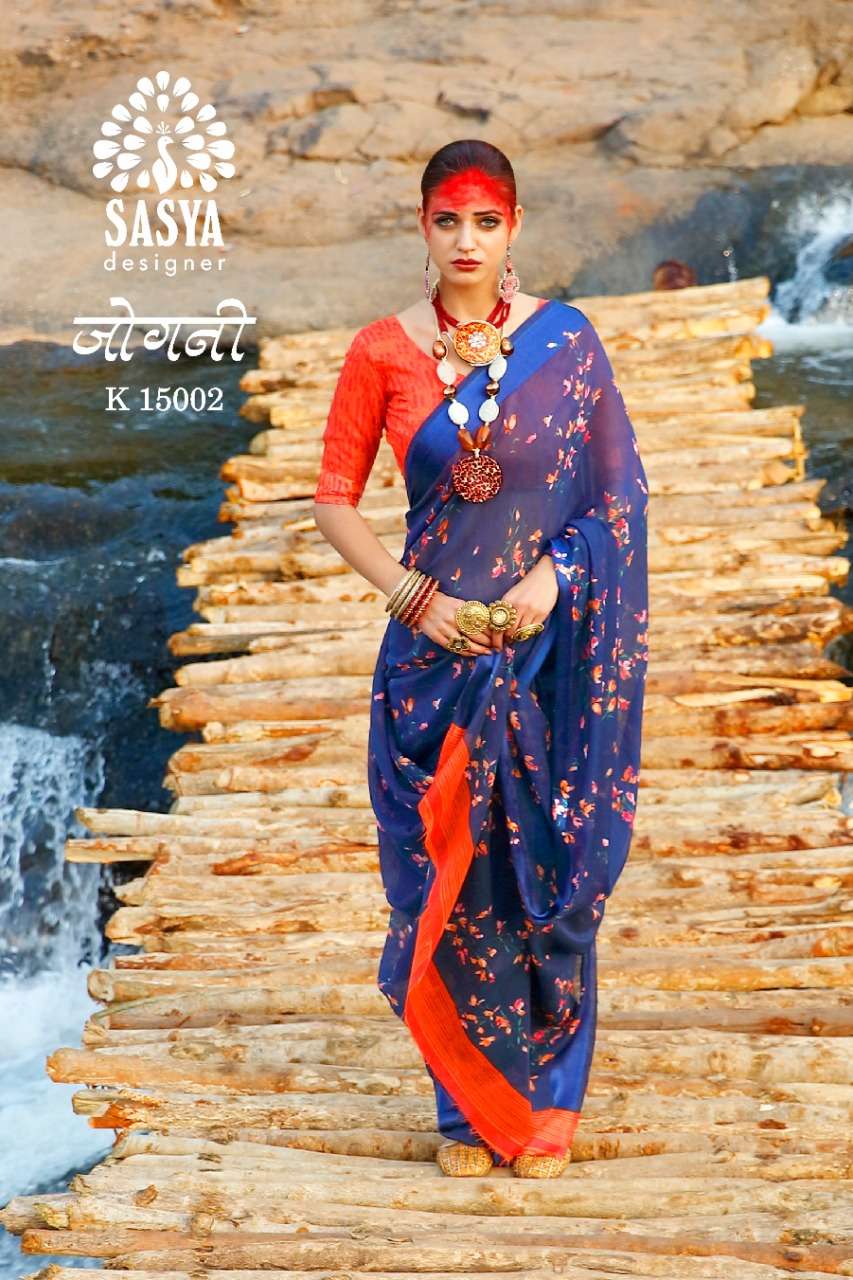 JOGNI BY SASYA DESIGNER 15001 TO 15010 SERIES INDIAN TRADITIONAL WEAR COLLECTION BEAUTIFUL STYLISH FANCY COLORFUL PARTY WEAR & OCCASIONAL WEAR LINEN COTTON DIGITAL PRINT SAREES AT WHOLESALE PRICE