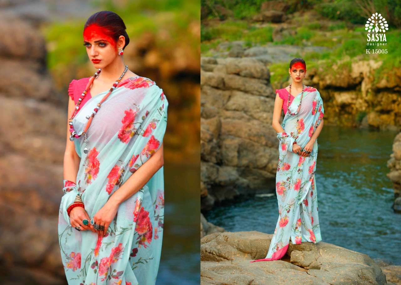 JOGNI BY SASYA DESIGNER 15001 TO 15010 SERIES INDIAN TRADITIONAL WEAR COLLECTION BEAUTIFUL STYLISH FANCY COLORFUL PARTY WEAR & OCCASIONAL WEAR LINEN COTTON DIGITAL PRINT SAREES AT WHOLESALE PRICE