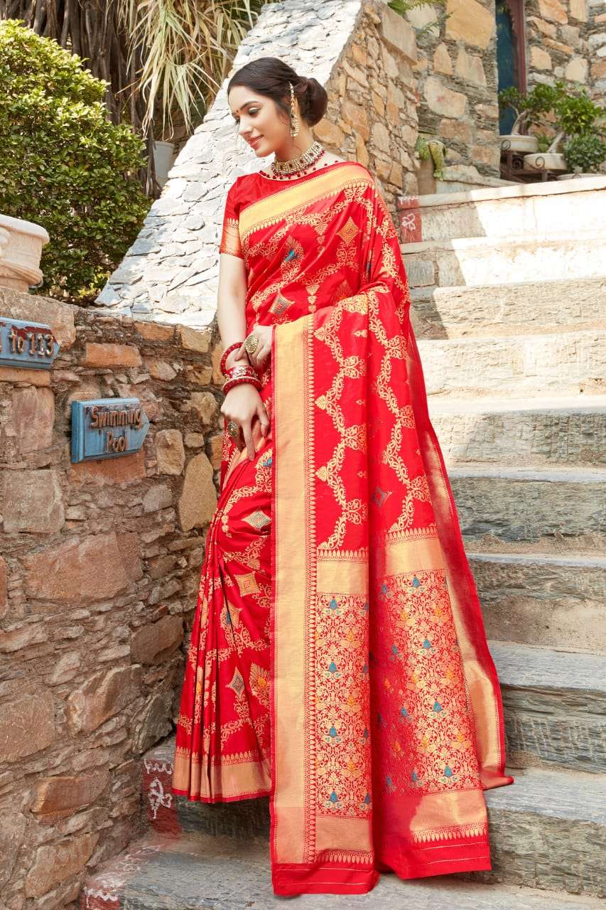 ANUSHKA SILK BY RAJYOG 01 TO 06 SERIES INDIAN TRADITIONAL WEAR COLLECTION BEAUTIFUL STYLISH FANCY COLORFUL PARTY WEAR & OCCASIONAL WEAR SOFT SILK WEAVING SAREES AT WHOLESALE PRICE