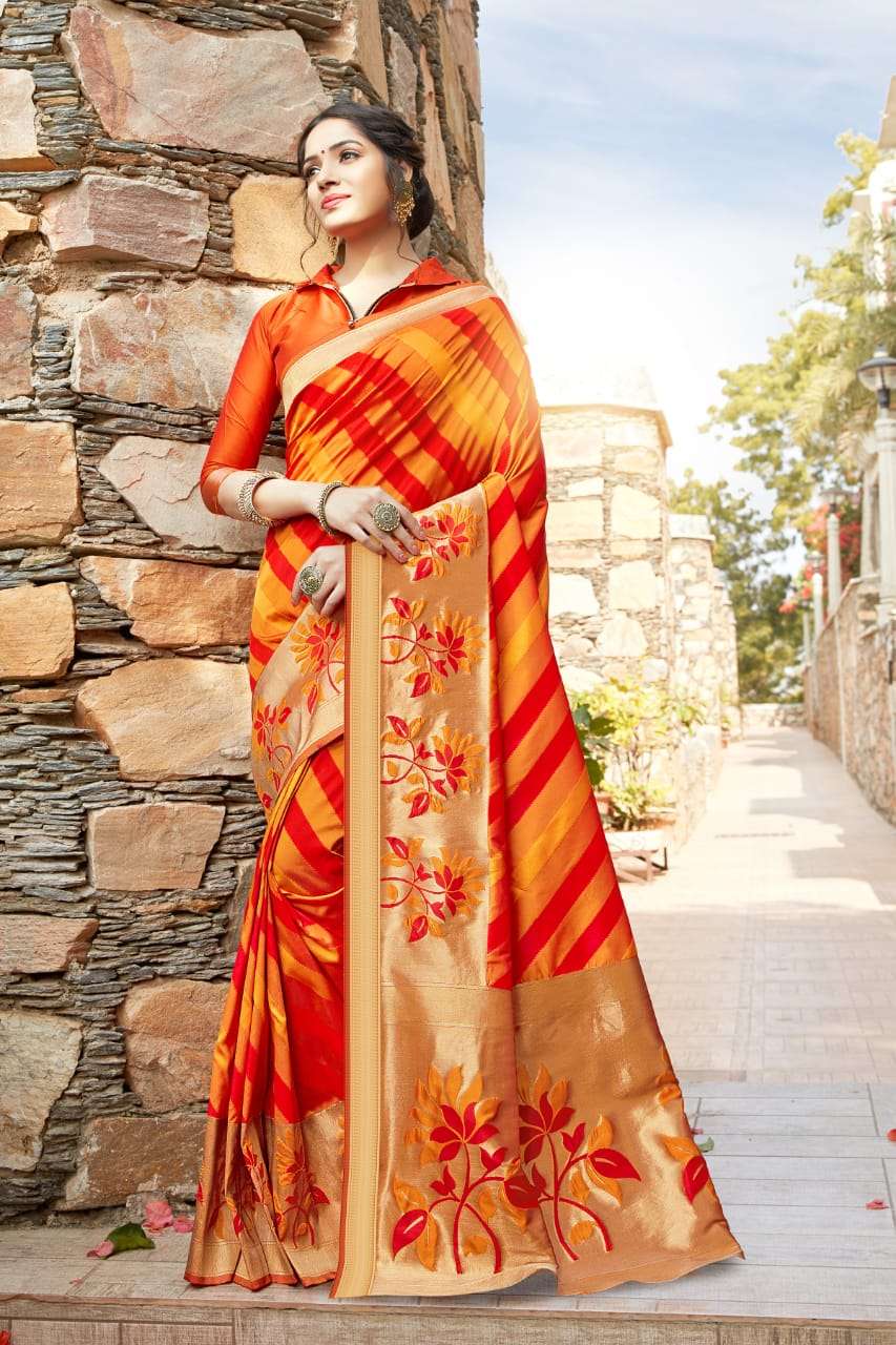 ANUSHKA SILK BY RAJYOG 01 TO 06 SERIES INDIAN TRADITIONAL WEAR COLLECTION BEAUTIFUL STYLISH FANCY COLORFUL PARTY WEAR & OCCASIONAL WEAR SOFT SILK WEAVING SAREES AT WHOLESALE PRICE