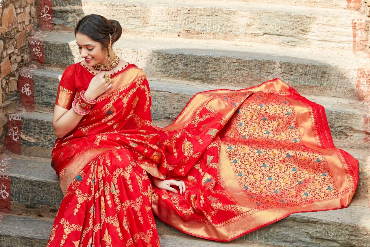 ANUSHKA SILK BY RAJYOG 01 TO 06 SERIES INDIAN TRADITIONAL WEAR COLLECTION BEAUTIFUL STYLISH FANCY COLORFUL PARTY WEAR & OCCASIONAL WEAR SOFT SILK WEAVING SAREES AT WHOLESALE PRICE