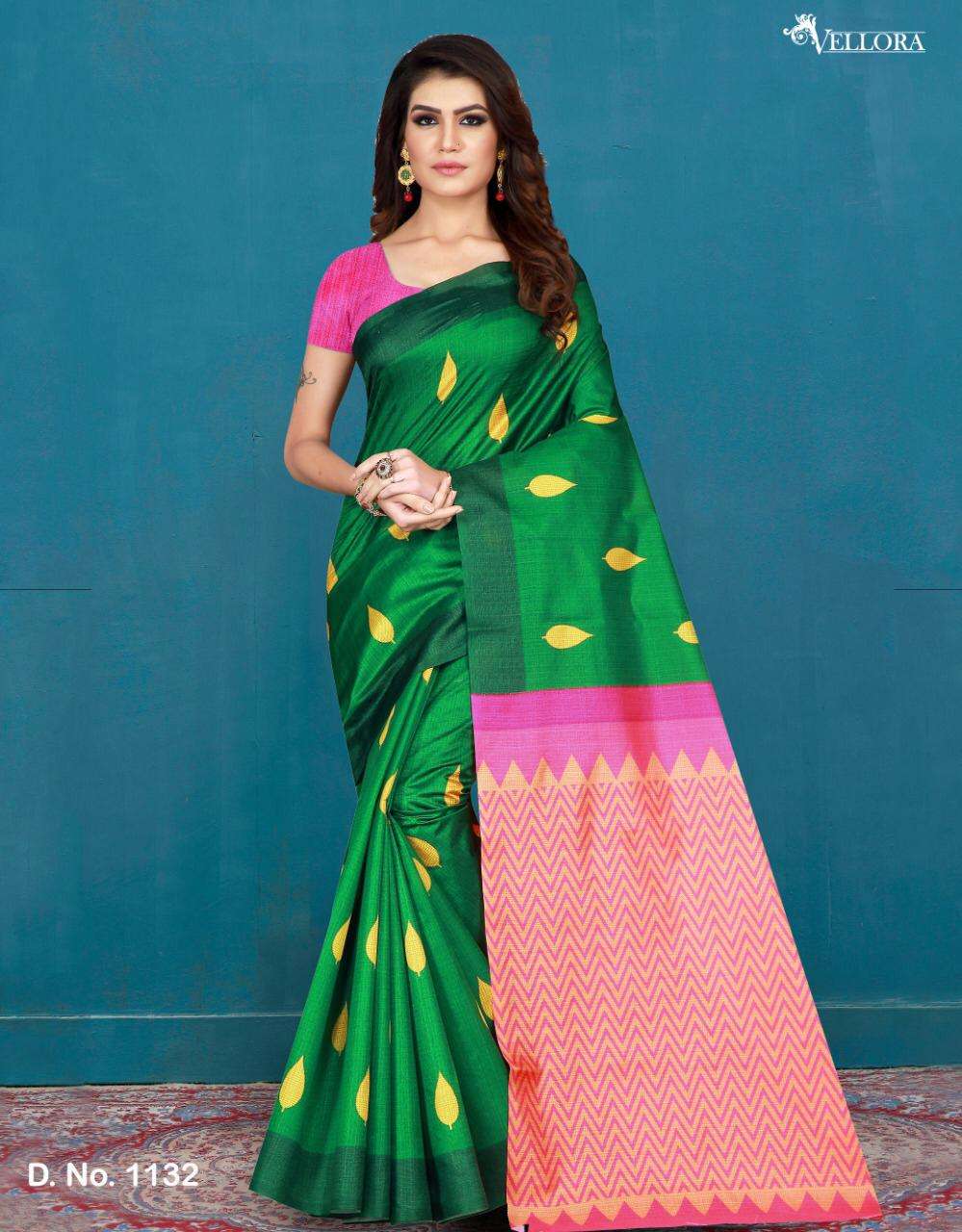 VELLORA SAREES VOL-2 BY VELLORA 1132 TO 1141 SERIES INDIAN TRADITIONAL WEAR COLLECTION BEAUTIFUL STYLISH FANCY COLORFUL PARTY WEAR & OCCASIONAL WEAR COTTON/SILK PRINTED SAREES AT WHOLESALE PRICE