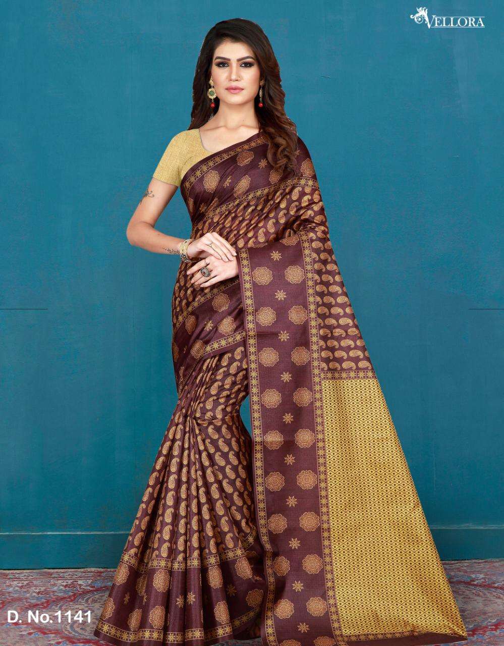 VELLORA SAREES VOL-2 BY VELLORA 1132 TO 1141 SERIES INDIAN TRADITIONAL WEAR COLLECTION BEAUTIFUL STYLISH FANCY COLORFUL PARTY WEAR & OCCASIONAL WEAR COTTON/SILK PRINTED SAREES AT WHOLESALE PRICE