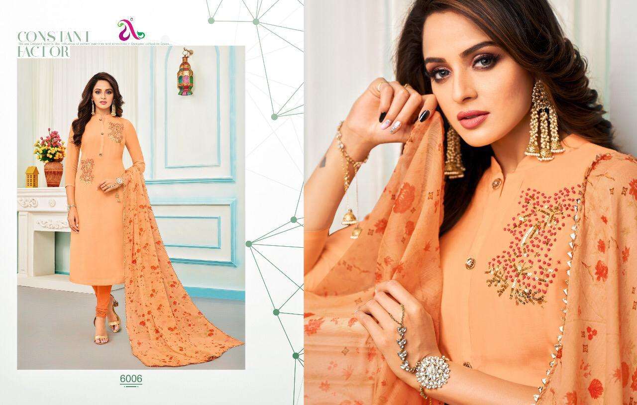 DAIRY MILK VOL-30 BY ANGROOP PLUS 6003 TO 6018 SERIES DESIGNER SUITS BEAUTIFUL FANCY STYLISH COLORFUL PARTY WEAR & OCCASIONAL WEAR CHANDERI COTTON / MUSLIN SILK DRESSES AT WHOLESALE PRICE
