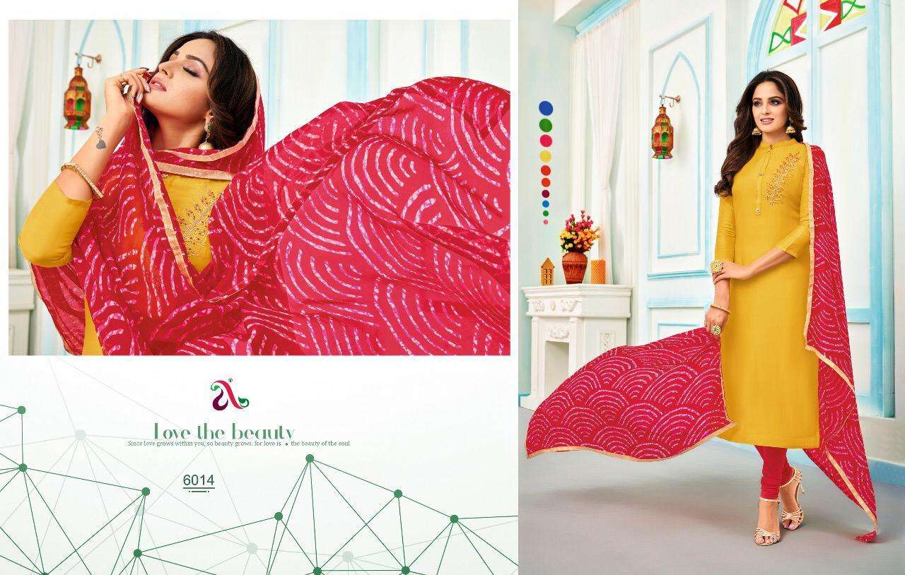 DAIRY MILK VOL-30 BY ANGROOP PLUS 6003 TO 6018 SERIES DESIGNER SUITS BEAUTIFUL FANCY STYLISH COLORFUL PARTY WEAR & OCCASIONAL WEAR CHANDERI COTTON / MUSLIN SILK DRESSES AT WHOLESALE PRICE