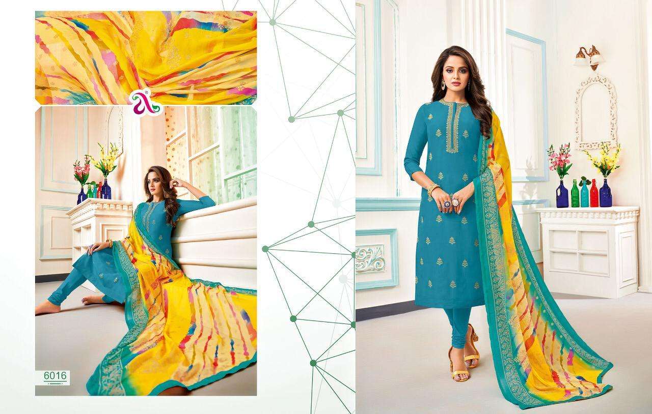 DAIRY MILK VOL-30 BY ANGROOP PLUS 6003 TO 6018 SERIES DESIGNER SUITS BEAUTIFUL FANCY STYLISH COLORFUL PARTY WEAR & OCCASIONAL WEAR CHANDERI COTTON / MUSLIN SILK DRESSES AT WHOLESALE PRICE