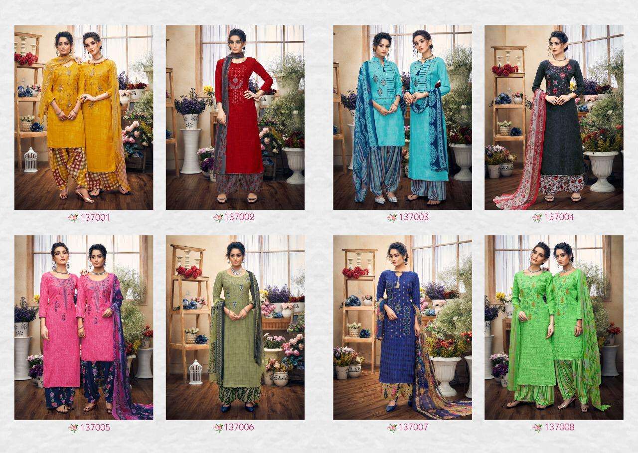 HUSSAN E PATIYALA BY KAY VEE 137001 TO 137008 SERIES DESIGNER PATIYALA SUITS BEAUTIFUL FANCY COLORFUL STYLISH PARTY WEAR & ETHNIC WEAR PURE PASHMINA JACQUARD SELF PRINTED WITH EMBROIDERY DRESSES AT WHOLESALE PRICE
