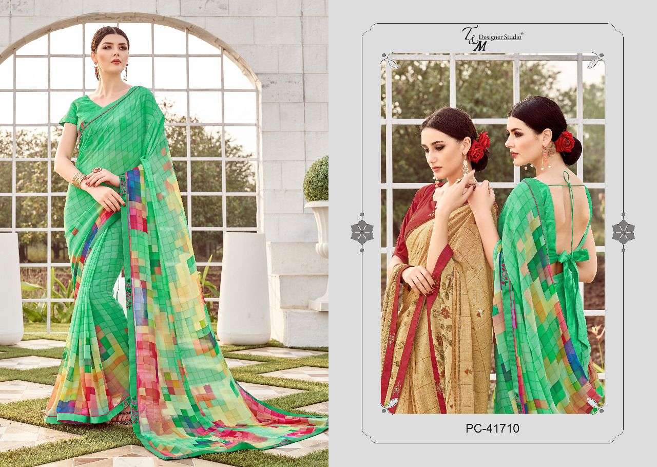 PANACHE ISSUE VOL-17 BY PANACHE 41709 TO 41722 SERIES INDIAN TRADITIONAL WEAR COLLECTION BEAUTIFUL STYLISH FANCY COLORFUL PARTY WEAR & OCCASIONAL WEAR PURE GEORGETTE DIGITAL PRINTED SAREES AT WHOLESALE PRICE