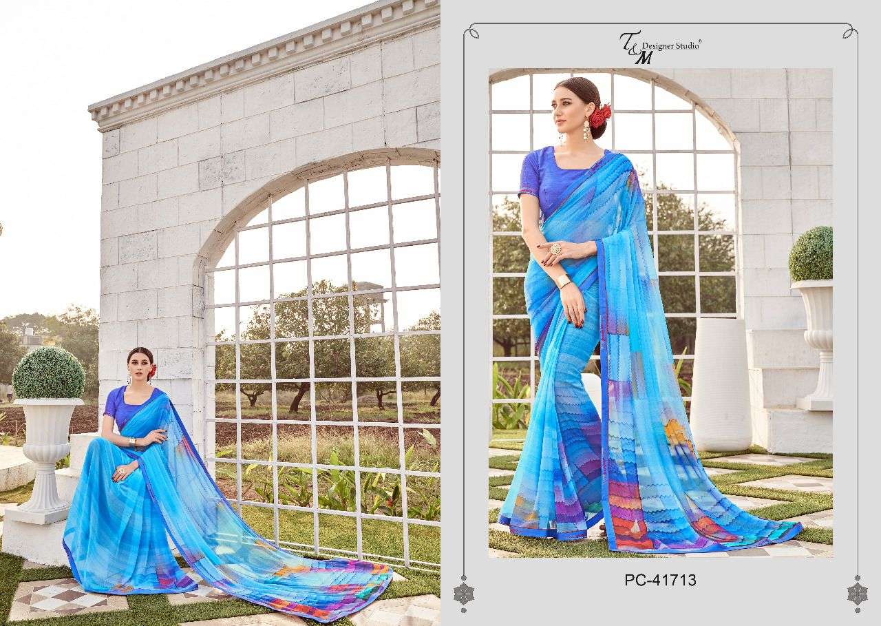 PANACHE ISSUE VOL-17 BY PANACHE 41709 TO 41722 SERIES INDIAN TRADITIONAL WEAR COLLECTION BEAUTIFUL STYLISH FANCY COLORFUL PARTY WEAR & OCCASIONAL WEAR PURE GEORGETTE DIGITAL PRINTED SAREES AT WHOLESALE PRICE