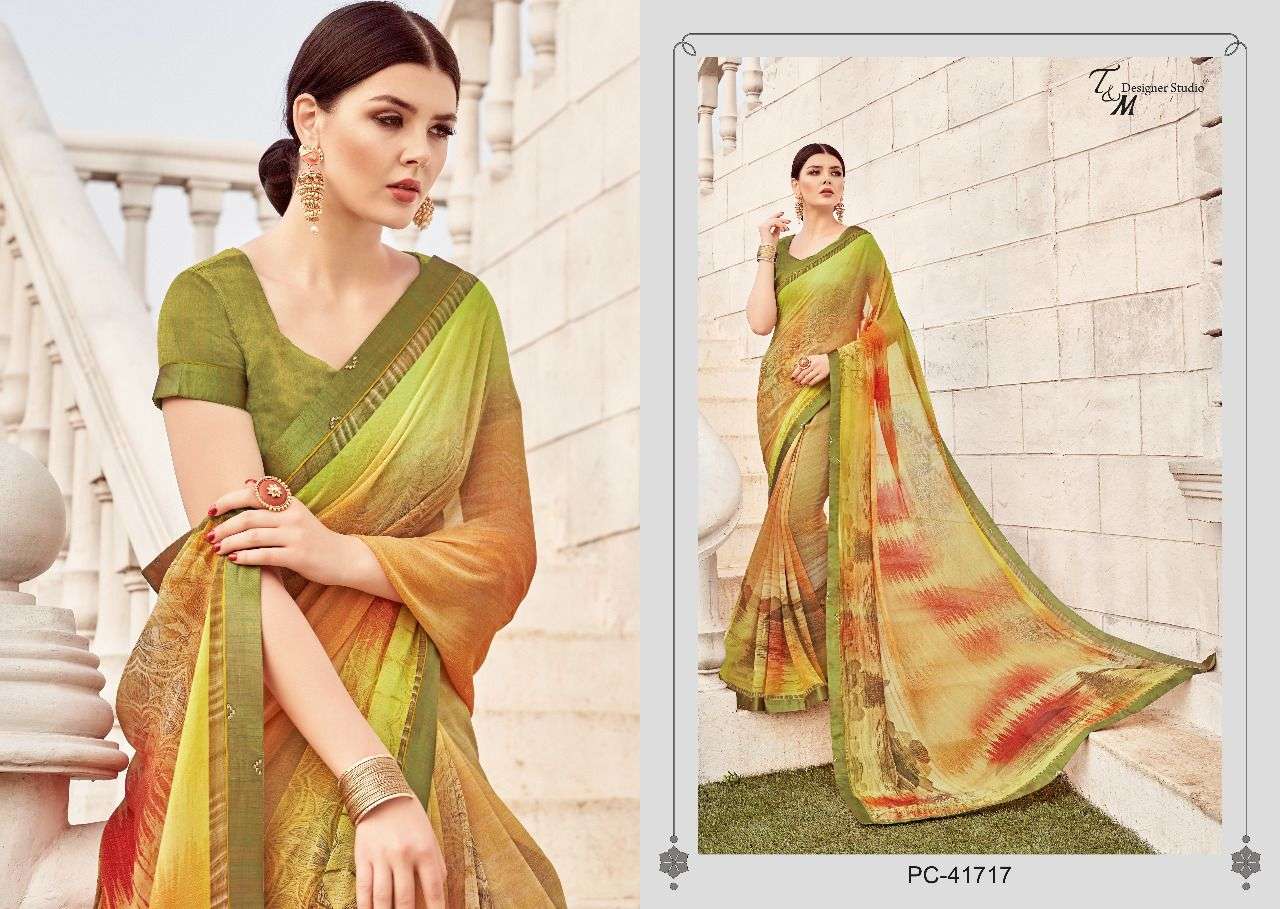 PANACHE ISSUE VOL-17 BY PANACHE 41709 TO 41722 SERIES INDIAN TRADITIONAL WEAR COLLECTION BEAUTIFUL STYLISH FANCY COLORFUL PARTY WEAR & OCCASIONAL WEAR PURE GEORGETTE DIGITAL PRINTED SAREES AT WHOLESALE PRICE