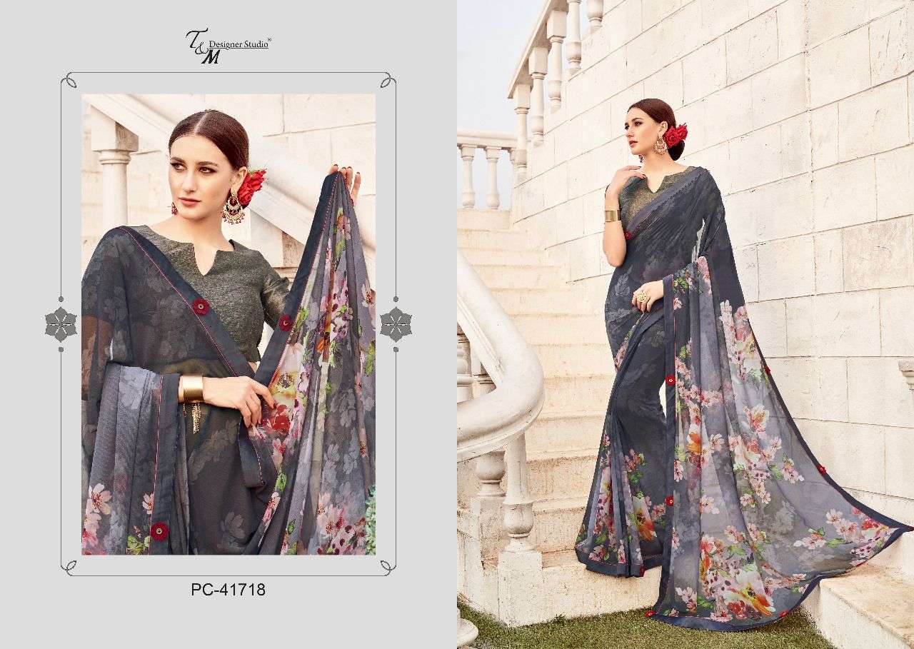 PANACHE ISSUE VOL-17 BY PANACHE 41709 TO 41722 SERIES INDIAN TRADITIONAL WEAR COLLECTION BEAUTIFUL STYLISH FANCY COLORFUL PARTY WEAR & OCCASIONAL WEAR PURE GEORGETTE DIGITAL PRINTED SAREES AT WHOLESALE PRICE