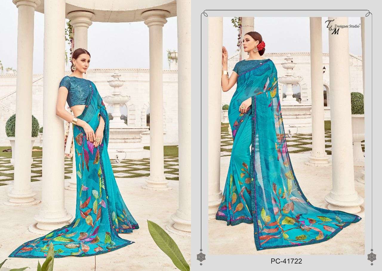 PANACHE ISSUE VOL-17 BY PANACHE 41709 TO 41722 SERIES INDIAN TRADITIONAL WEAR COLLECTION BEAUTIFUL STYLISH FANCY COLORFUL PARTY WEAR & OCCASIONAL WEAR PURE GEORGETTE DIGITAL PRINTED SAREES AT WHOLESALE PRICE