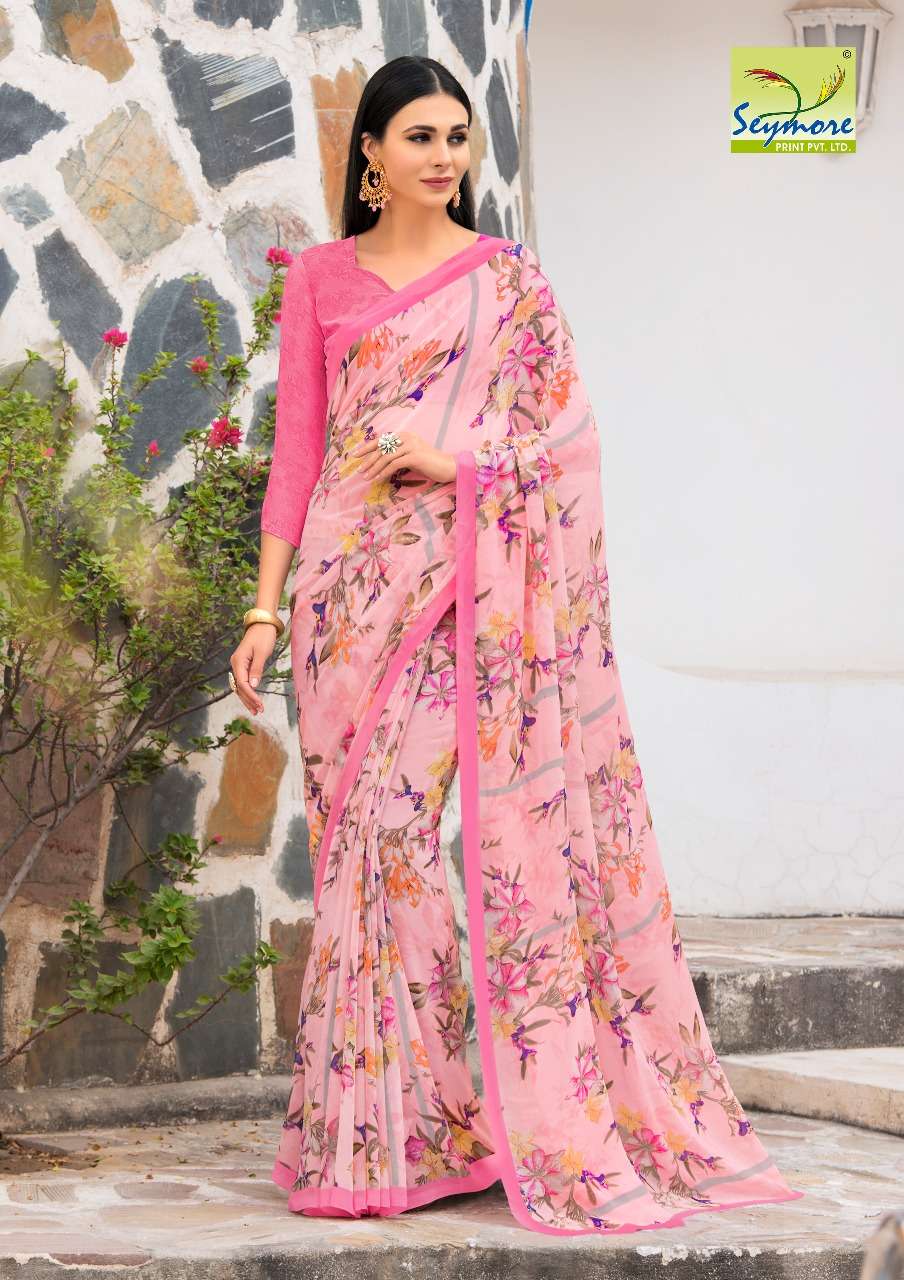 ALL TIME HIT BY SEYMORE PRINTS INDIAN TRADITIONAL WEAR COLLECTION BEAUTIFUL STYLISH FANCY COLORFUL PARTY WEAR & OCCASIONAL WEAR CREPE SAREES AT WHOLESALE PRICE