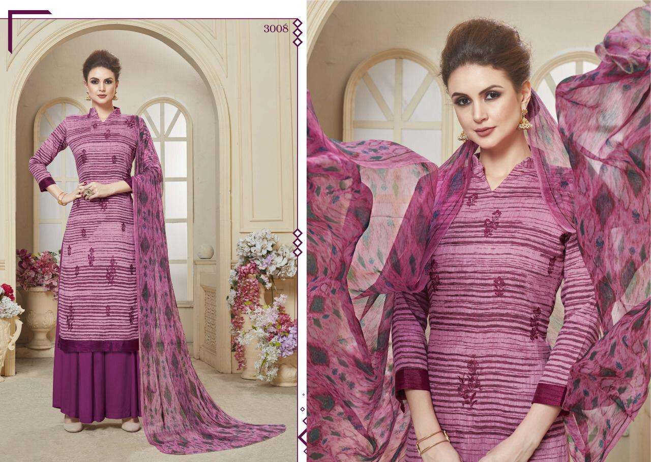 COTTON MANTRA VOL-3 BY CHANDRA FASHION 3001 TO 3008 SERIES BEAUTIFUL SUITS STYLISH FANCY COLORFUL PARTY WEAR & OCCASIONAL WEAR PURE JAM SATIN PRINT WITH EMBROIDERY WORK DRESSES AT WHOLESALE PRICE