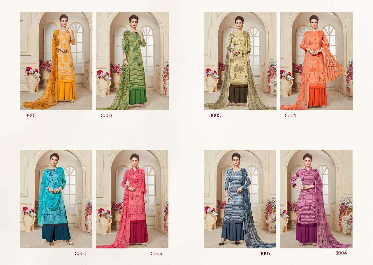 COTTON MANTRA VOL-3 BY CHANDRA FASHION 3001 TO 3008 SERIES BEAUTIFUL SUITS STYLISH FANCY COLORFUL PARTY WEAR & OCCASIONAL WEAR PURE JAM SATIN PRINT WITH EMBROIDERY WORK DRESSES AT WHOLESALE PRICE