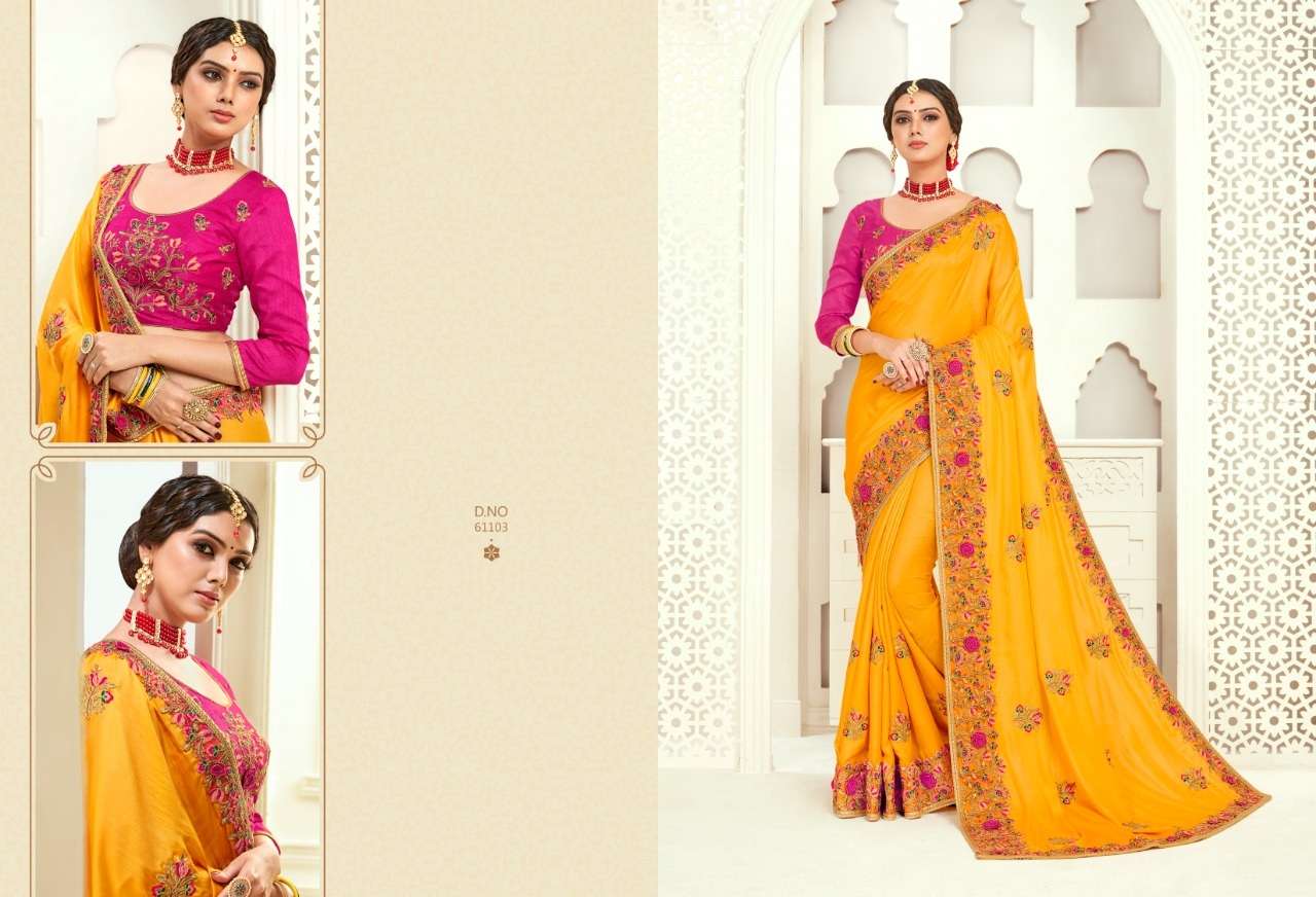 BRIDAL COLLECTION VOL-4 BY INDIAN WOMEN 61101 TO 61110 SERIES INDIAN TRADITIONAL WEAR COLLECTION BEAUTIFUL STYLISH FANCY COLORFUL PARTY WEAR & OCCASIONAL WEAR TWO TON SILK SAREES AT WHOLESALE PRICE