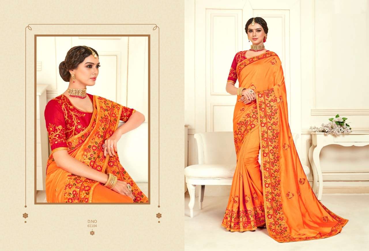 BRIDAL COLLECTION VOL-4 BY INDIAN WOMEN 61101 TO 61110 SERIES INDIAN TRADITIONAL WEAR COLLECTION BEAUTIFUL STYLISH FANCY COLORFUL PARTY WEAR & OCCASIONAL WEAR TWO TON SILK SAREES AT WHOLESALE PRICE
