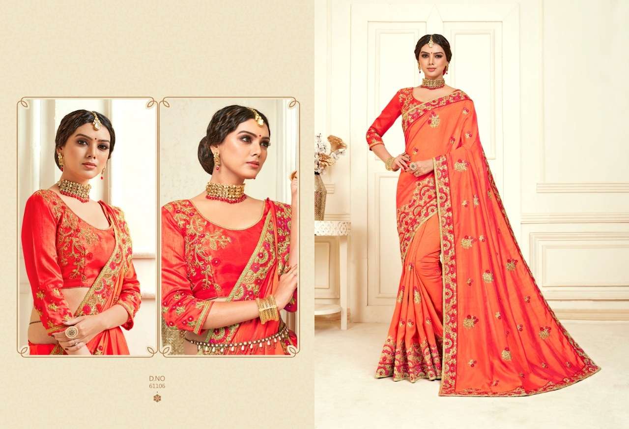 BRIDAL COLLECTION VOL-4 BY INDIAN WOMEN 61101 TO 61110 SERIES INDIAN TRADITIONAL WEAR COLLECTION BEAUTIFUL STYLISH FANCY COLORFUL PARTY WEAR & OCCASIONAL WEAR TWO TON SILK SAREES AT WHOLESALE PRICE