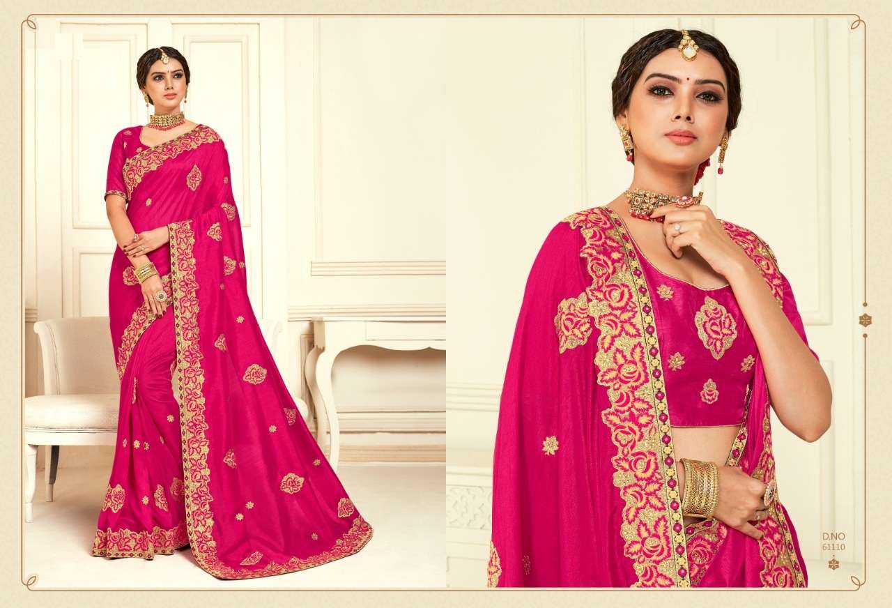 BRIDAL COLLECTION VOL-4 BY INDIAN WOMEN 61101 TO 61110 SERIES INDIAN TRADITIONAL WEAR COLLECTION BEAUTIFUL STYLISH FANCY COLORFUL PARTY WEAR & OCCASIONAL WEAR TWO TON SILK SAREES AT WHOLESALE PRICE