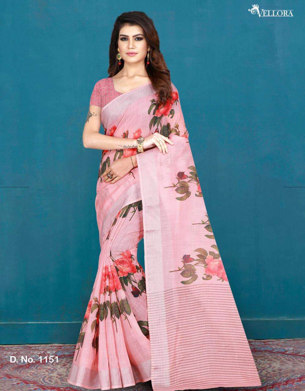 VELLORA SAREES VOL-5 BY VELLORA 1151 TO 1159 SERIES INDIAN TRADITIONAL WEAR COLLECTION BEAUTIFUL STYLISH FANCY COLORFUL PARTY WEAR & OCCASIONAL WEAR KHADI SILK/COTTON/NET SAREES AT WHOLESALE PRICE