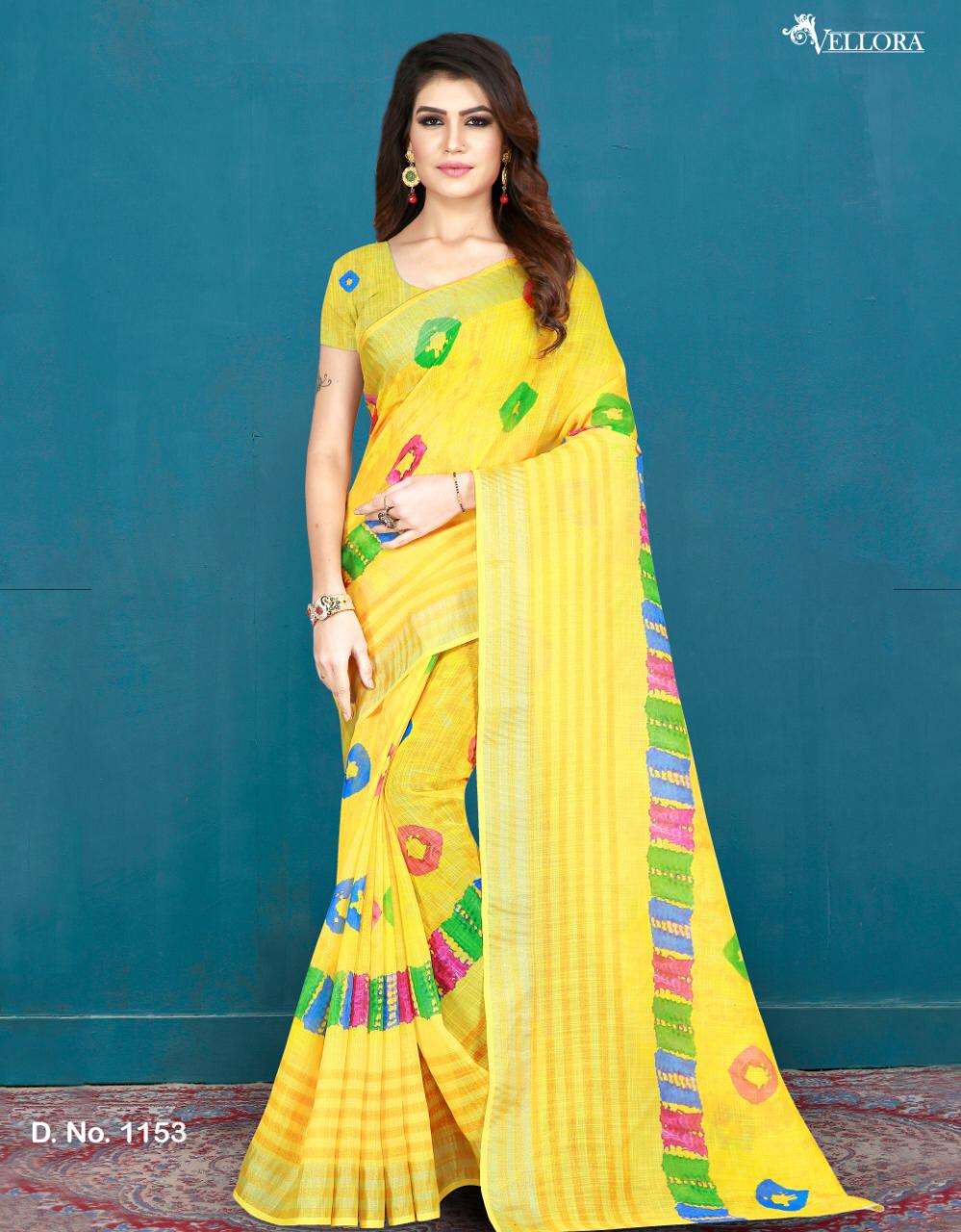 VELLORA SAREES VOL-5 BY VELLORA 1151 TO 1159 SERIES INDIAN TRADITIONAL WEAR COLLECTION BEAUTIFUL STYLISH FANCY COLORFUL PARTY WEAR & OCCASIONAL WEAR KHADI SILK/COTTON/NET SAREES AT WHOLESALE PRICE
