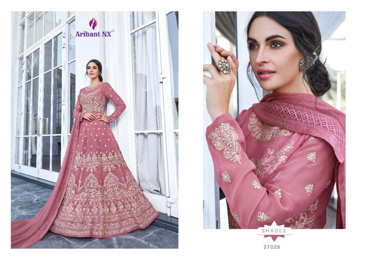REHANNA VOL-6 BY ARIHANT NX 27026 TO 27030 SERIES DESIGNER ANARKALI SUITS COLLECTION BEAUTIFUL STYLISH FANCY COLORFUL PARTY WEAR & OCCASIONAL WEAR APPLE GEORGETTE EMBROIDERED DRESSES AT WHOLESALE PRICE