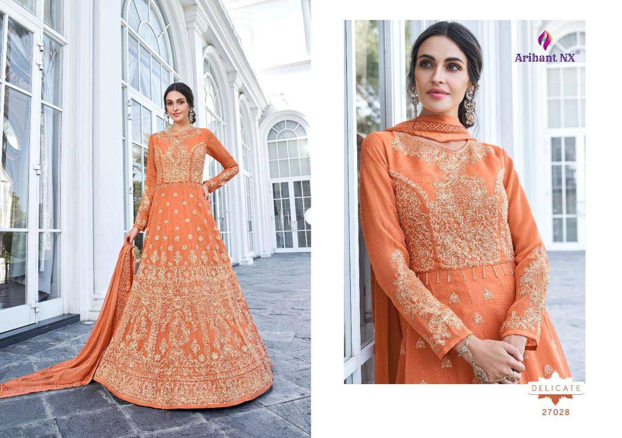 REHANNA VOL-6 BY ARIHANT NX 27026 TO 27030 SERIES DESIGNER ANARKALI SUITS COLLECTION BEAUTIFUL STYLISH FANCY COLORFUL PARTY WEAR & OCCASIONAL WEAR APPLE GEORGETTE EMBROIDERED DRESSES AT WHOLESALE PRICE