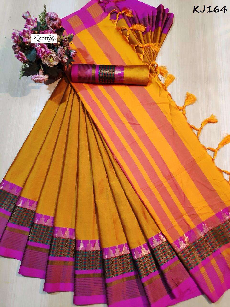 KJ COTTON VOL-10 BY FASHID WHOLESALE 162 TO 169 SERIES INDIAN TRADITIONAL WEAR COLLECTION BEAUTIFUL STYLISH FANCY COLORFUL PARTY WEAR & OCCASIONAL WEAR SOFT SILK COTTON SAREES AT WHOLESALE PRICE