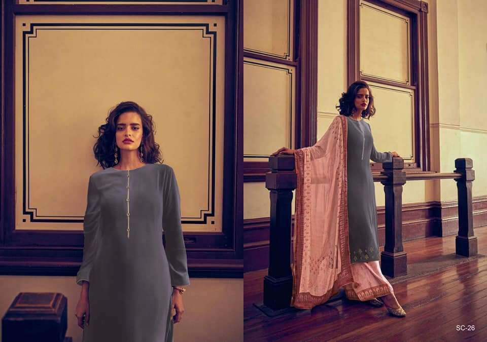 THE SIGNATURE COLLECTION BY VARSHA 21 TO 27 SERIES DESIGNER SHARARA SUITS COLLECTION BEAUTIFUL STYLISH COLORFUL FANCY PARTY WEAR & OCCASIONAL WEAR TUSSAR SILK WITH CODING WORK DRESSES AT WHOLESALE PRICE