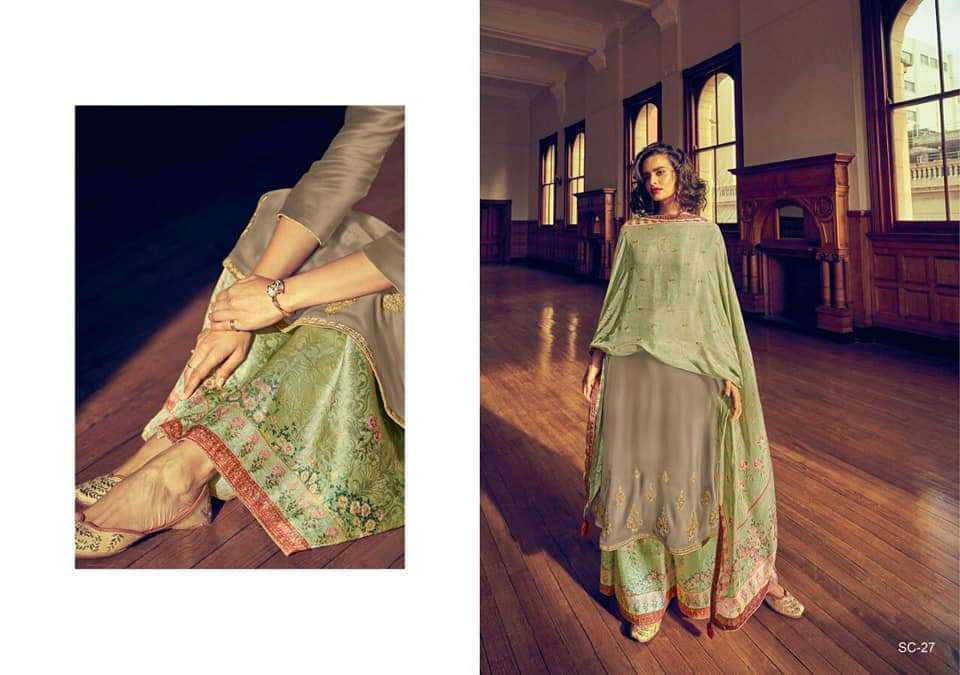 THE SIGNATURE COLLECTION BY VARSHA 21 TO 27 SERIES DESIGNER SHARARA SUITS COLLECTION BEAUTIFUL STYLISH COLORFUL FANCY PARTY WEAR & OCCASIONAL WEAR TUSSAR SILK WITH CODING WORK DRESSES AT WHOLESALE PRICE