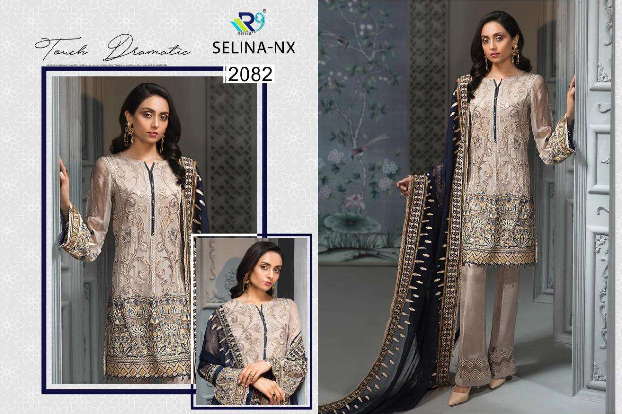 SELINA NX BY R9 2077 TO 2080 SERIES DESIGNER PAKISTANI SUITS BEAUTIFUL STYLISH FANCY COLORFUL PARTY WEAR & OCCASIONAL WEAR FAUX HEAVY GEORGETTE WITH EMBROIDERY DRESSES AT WHOLESALE PRICE