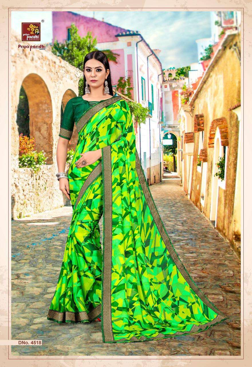 KUM KUM BY PRIYA PARIDHI 4518 TO 4527 SERIES INDIAN TRADITIONAL WEAR COLLECTION BEAUTIFUL STYLISH FANCY COLORFUL PARTY WEAR & OCCASIONAL WEAR MOSS PRINTED SAREES AT WHOLESALE PRICE