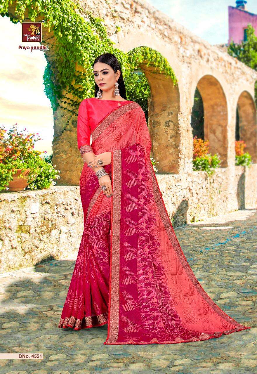 KUM KUM BY PRIYA PARIDHI 4518 TO 4527 SERIES INDIAN TRADITIONAL WEAR COLLECTION BEAUTIFUL STYLISH FANCY COLORFUL PARTY WEAR & OCCASIONAL WEAR MOSS PRINTED SAREES AT WHOLESALE PRICE