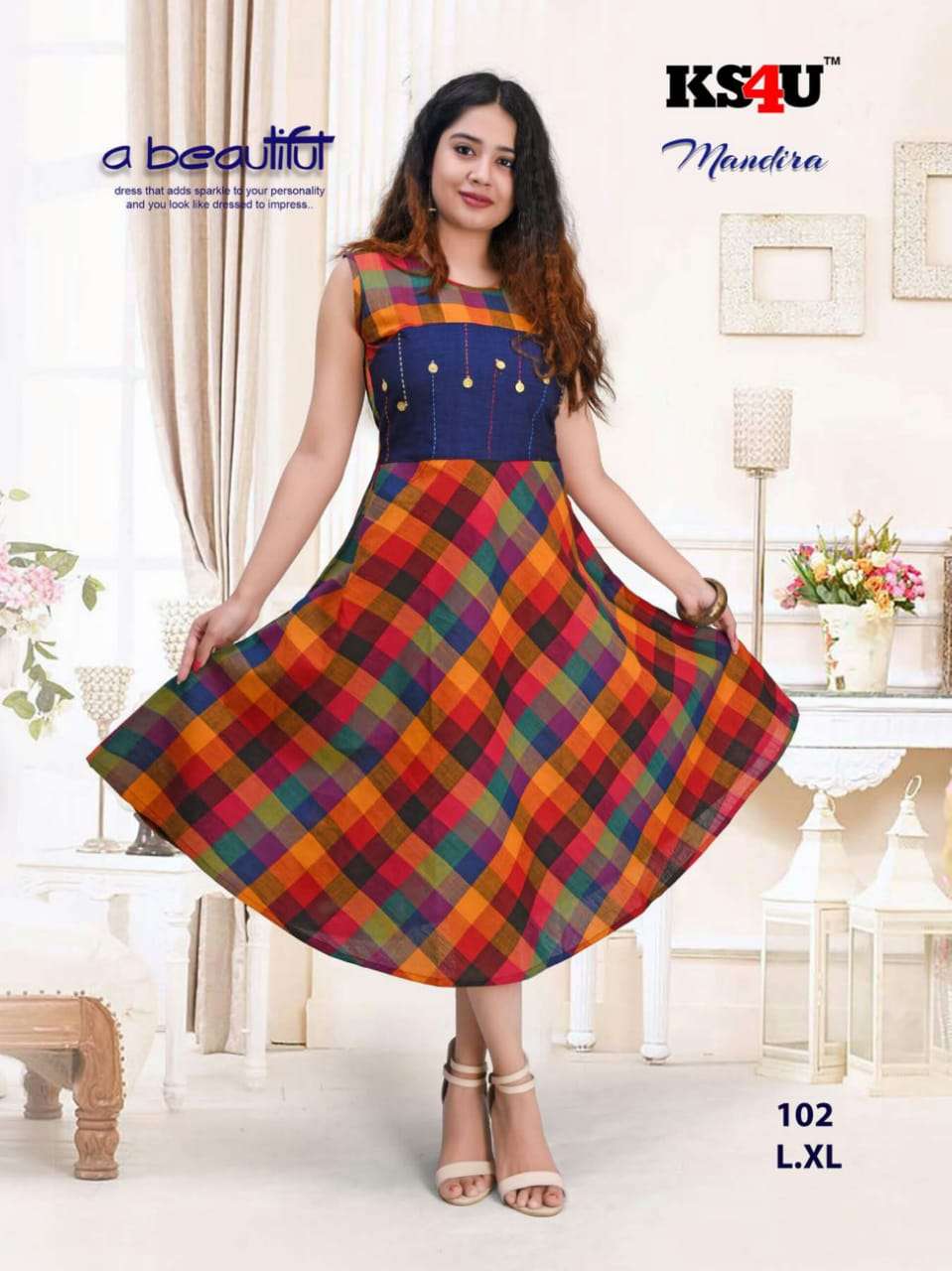 MANDIRA BY KS4U 101 TO 108 SERIES STYLISH FANCY BEAUTIFUL COLORFUL CASUAL WEAR & ETHNIC WEAR SOUTH COTTON WITH WORK KURTIS AT WHOLESALE PRICE