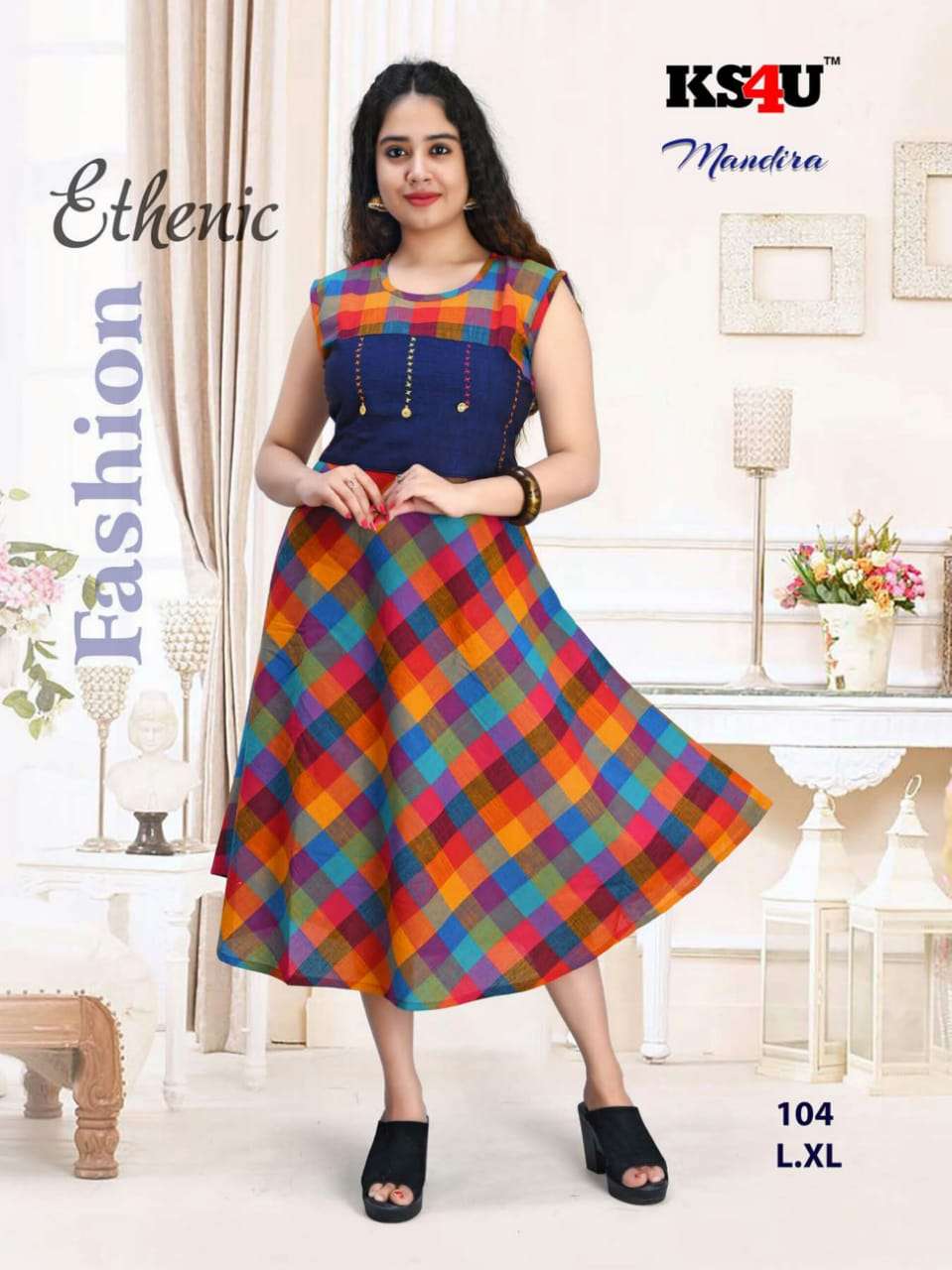 MANDIRA BY KS4U 101 TO 108 SERIES STYLISH FANCY BEAUTIFUL COLORFUL CASUAL WEAR & ETHNIC WEAR SOUTH COTTON WITH WORK KURTIS AT WHOLESALE PRICE