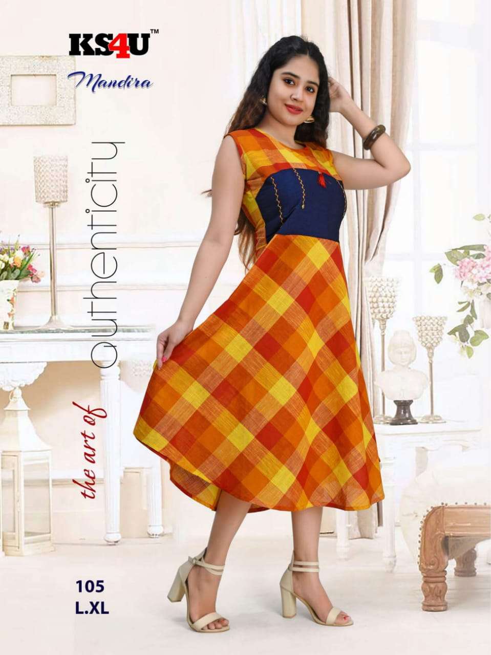 MANDIRA BY KS4U 101 TO 108 SERIES STYLISH FANCY BEAUTIFUL COLORFUL CASUAL WEAR & ETHNIC WEAR SOUTH COTTON WITH WORK KURTIS AT WHOLESALE PRICE